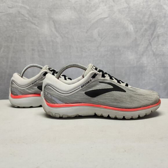 Brooks Shoes Womens 10 Running Sneakers Gray Pink Lace Up Trainers Pure Flow 7 - Picture 1 of 12